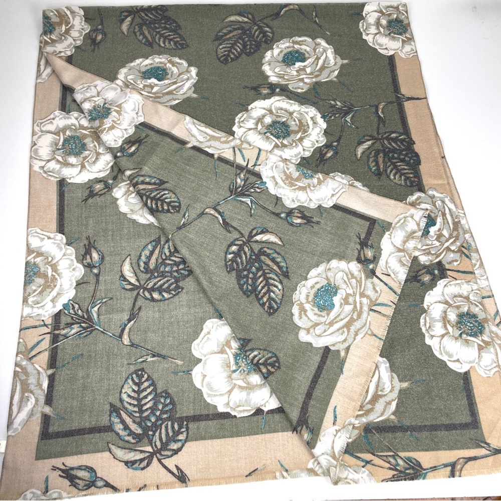 Floral Cashmere Cotton Blend Scarf Wrap Shawl